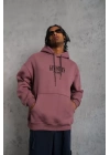 Erkek Paradise Baskılı Kapüşonlu Sweat - Gül Kurusu