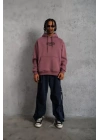 Erkek Paradise Baskılı Kapüşonlu Sweat - Gül Kurusu