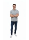 Erkek Pike Kumaş Düğmeli Yaka Regular Fit Günlük Kısa Kol Tişört T-shirt - Gri