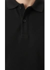 Erkek Pike Kumaş Düğmeli Yaka Regular Fit Günlük Kısa Kol Tişört T-shirt - Siyah