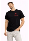 Erkek TÜRKİYE Ay Yıldız Baskılı Taraftar Forma T-Shirt - Siyah