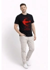 Erkek TÜRKİYE Ay Yıldız Baskılı Taraftar Forma T-Shirt - Siyah