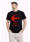 Erkek TÜRKİYE Ay Yıldız Baskılı Taraftar Forma T-Shirt - Siyah