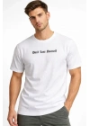 Erkek Wafıl Kumaş Tişört Regular Kalıp Bisiklet Yaka Baskılı Günlük Basic T-Shirt - Beyaz