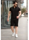 Erkek Yakalı Fermuarlı T-shirt şort Ikili Takım