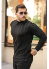 Erkek Yarım Balıkçı Yaka Kabartma Desenli Triko