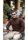 Erkek Yarım Balıkçı Yaka Kabartma Desenli Triko