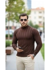 Erkek Yarım Balıkçı Yaka Kabartma Desenli Triko
