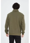 Erkek Yarım Fermuarlı Baskılı Sweat - Yeşil