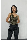 Gold Askılı Degaje Bluz