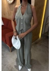 Halter Yaka Yelekli Modal Takım 10144