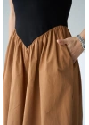 İki Renkli Elbise - Siyah-Taba