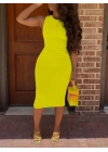 Kadın Bodycon Midi Boy Dalgıç Elbise