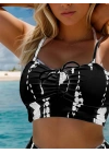 Kadın Büzgü Detay Askılı Cupsuz Crop Mini Tayt Ikili Takım