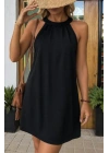 Kadın Daire Yakalı Omuzlardan Açık Sırt Dantel Detaylı Janjan Krep Elbise