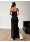 Kadın Ip Askılı Yandan Yırtmaçlı Uzun Dalgıç Elbise