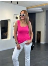 Kadın Kare Yaka Kalın Askılı Beyaz Triko Bluz