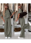 Kadın Kısa Kollu Bisiklet Yakalı Modal Bluz Ve Pantolon Ikili Takım