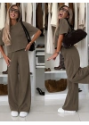 Kadın Kısa Kollu Bisiklet Yakalı Modal Bluz Ve Pantolon Ikili Takım