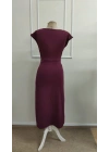 Kadın Kısa Kollu Geometrik Yakalı önden Açık Modal Mini Elbise