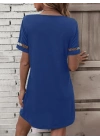 Kadın Kısa Kollu Kalp Yaka Göğüs Tül Detay Krep Elbise