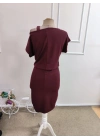Kadın Kısa Kollu Tek Omuz Askı Ve Aksesuar Detay Beli Lastikli Krep Elbise