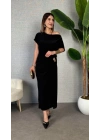 Kadın Kısa Kollu Tek Omuzdan Açık Beli Lastikli Sandy Maxi Elbise