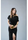 Kadın Kısa Kollu Tek Omuzdan Açık Beli Lastikli Sandy Maxi Elbise