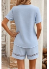 Kadın Kısa Kollu V Yakalı Bluz Ve Short Ikili Takım
