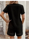 Kadın Kısa Kollu V Yakalı Bluz Ve Short Ikili Takım