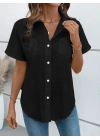 Kadın Kısa Kollu Yakalı önden Düğmeli Gömlek