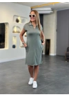 Kadın Kısa Kollu Yakalı Viskon Iki Iplik Elbise