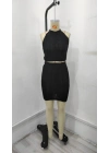 Kadın Kolsuz Mini Erer Crop Ikili Triko Takım