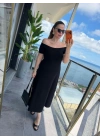 Kadın Madonna Yaka Midi Boy Modal Elbise