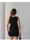Kadın Modal Kumaş Volanlı Mini Etek Takım