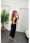 Kadın Ottoman Kumaş Likralı Midi Boy Kalem Etek Siyah