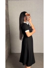 Kadın Polo Yaka Fermuar Detaylı Modal Midi Elbise