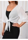 Kadın Truvakar Kol önden Bağlamalı Kısa şifon Bolero Ceket
