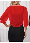 Kadın Truvakar Kollu önden Bağlamalı Kısa şifon Bolero Ceket