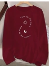 Kadın Uzun Kollu Bisiklet Yaka Desenli Viskon Bluz