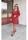 Kadın Uzun Kollu Kare Kalp Yakalı Mini Modal Elbise