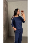 Kadın Uzun Kollu Kolu Tül Yanları şerit Detay Modal Ikili Takım