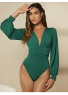 Kadın Uzun Kollu Sandy Kumaş Bodysuit
