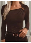 Kadın Uzun Kollu Yakadan Halka Detaylı Viskon Bluz