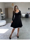 Kadın Uzun Kollu Yuvarlak Yaka Midi Viskon Iki Iplik Elbise