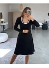 Kadın Uzun Kollu Yuvarlak Yaka Midi Viskon Iki Iplik Elbise
