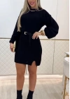 Kadın Uzun Kollu Yuvarlak Yakalı Kısa Triko Elbise
