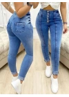 Kadın Yüksek Bel önden Düğmeli Jean Pantolon