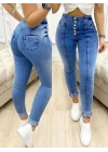 Kadın Yüksek Bel önden Düğmeli Jean Pantolon
