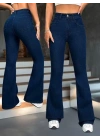Kadın Yüksek Bel Paçaya Doğru Geniş Kot Pantolon